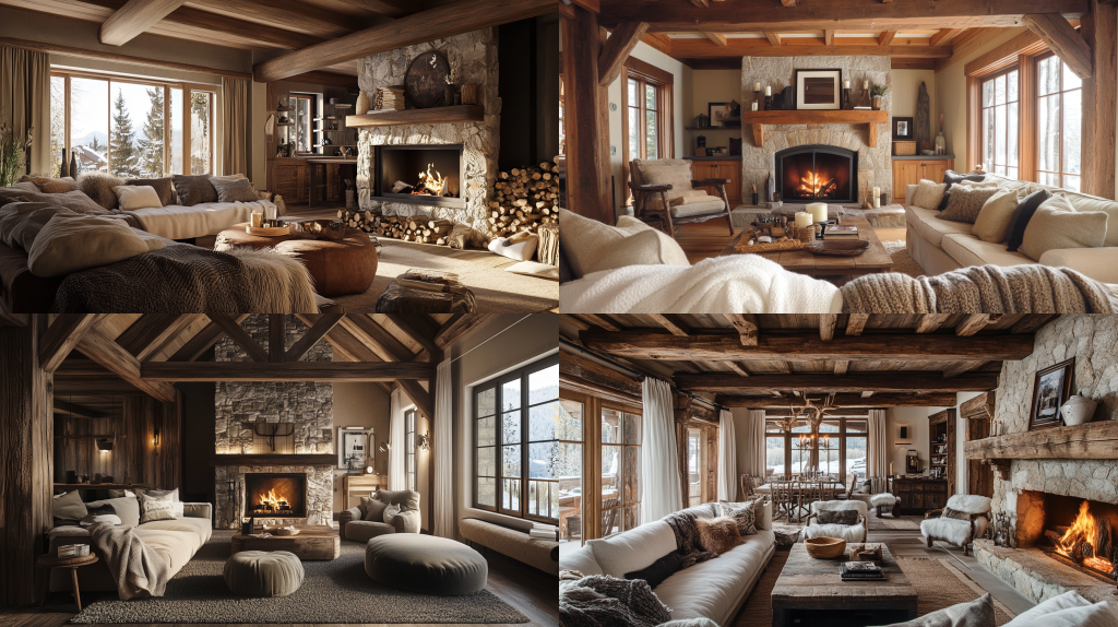 midjourney generated living room in a rustic style